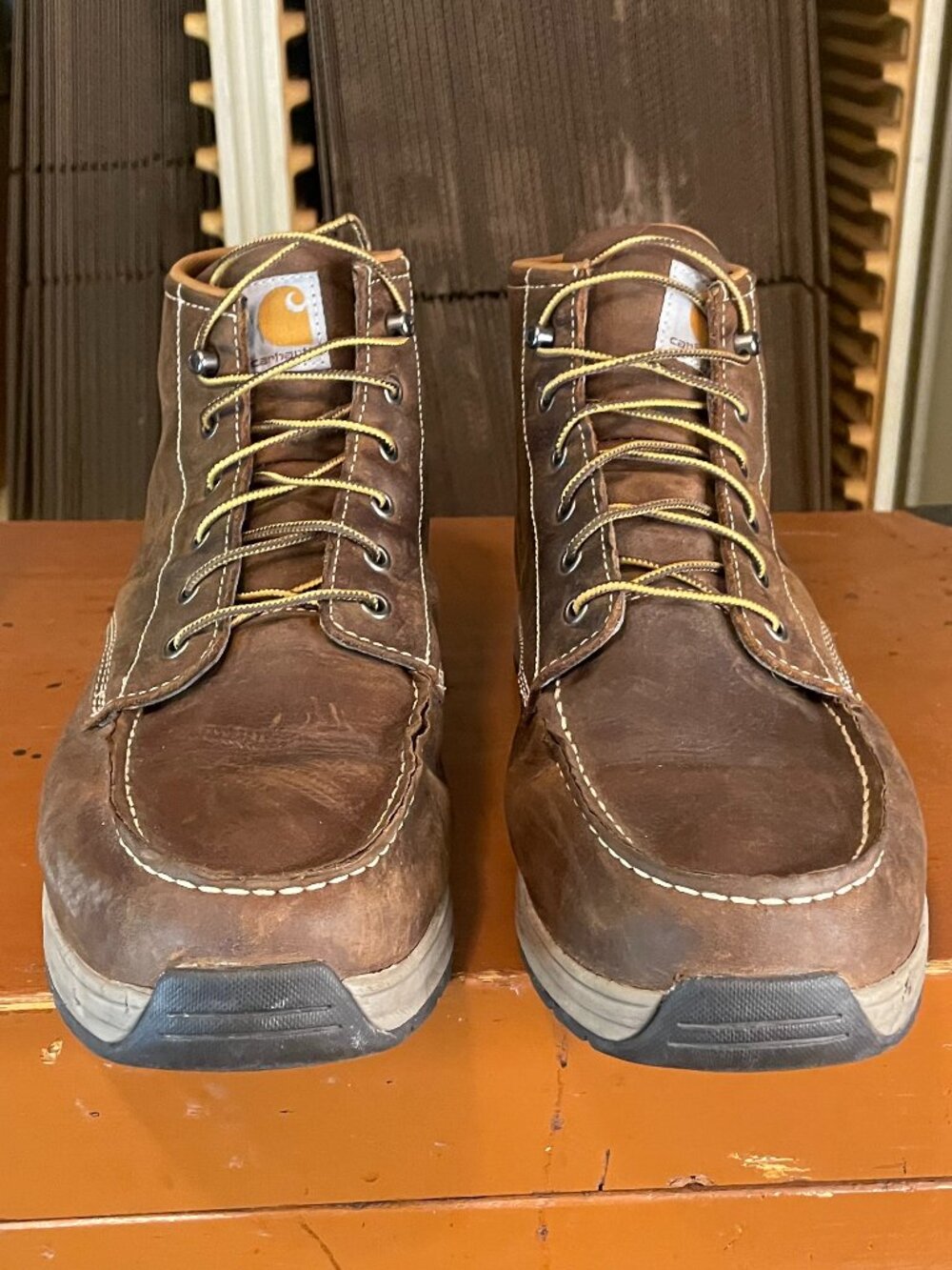 CARHARTT Men's Size 14 CMX4023 Lightweight Casual Wedge Brown Work Boots - Picture 7 of 9
